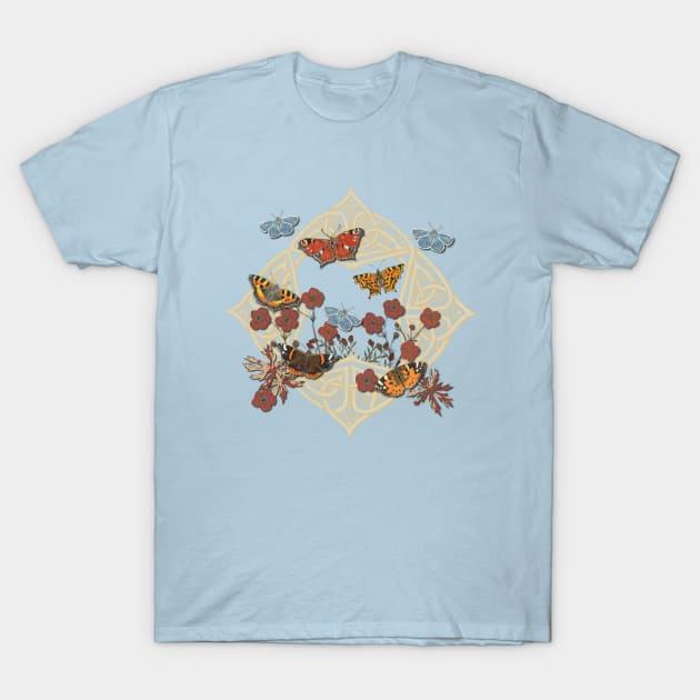 Butterfly Celtic Garden Fantasy T-Shirt by lottibrown